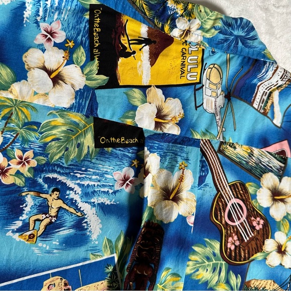Palmwave Men Hawaiian Button Up Floral Shirt Honolulu Colorful Size L EUC - Picture 11 of 11